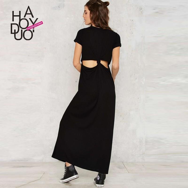 My Stuff, Black high waist dropped waist dresses women's summer fashion short sleeve cut Halter dres
