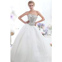 Classic Ball Gown Strapless Basque Waist Chapel Train Organza Wedding Dress CWUT13003 - Top Designer
