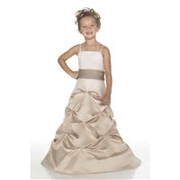 Nectarean A-line Spaghetti Straps Pick Up Skirt Ruching Floor-length Satin Junior Bridesmaid Dresses