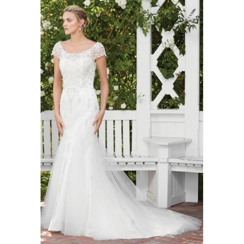 My Stuff, Style 2287 by Casablanca Bridal - Fit-n-flare Short sleeve Semi-Cathedral SatinTulle Floor