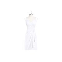 White Azazie Fawne - V Neck Knee Length Chiffon And Lace Illusion Dress - The Various Bridesmaids St