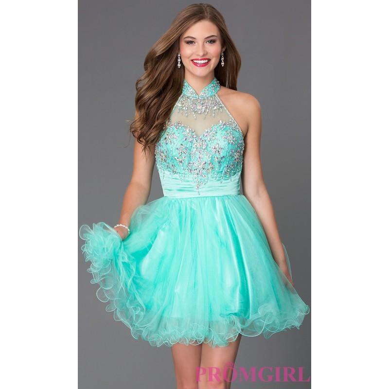 My Stuff, Short Beaded High Neck Prom Dress by Elizabeth K - Discount Evening Dresses |Shop Designer
