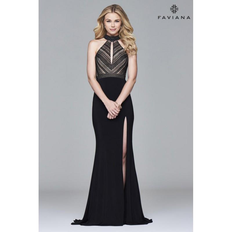 My Stuff, Faviana Glamour S7932 Black/Nude,Ivory/Ivory Dress - The Unique Prom Store