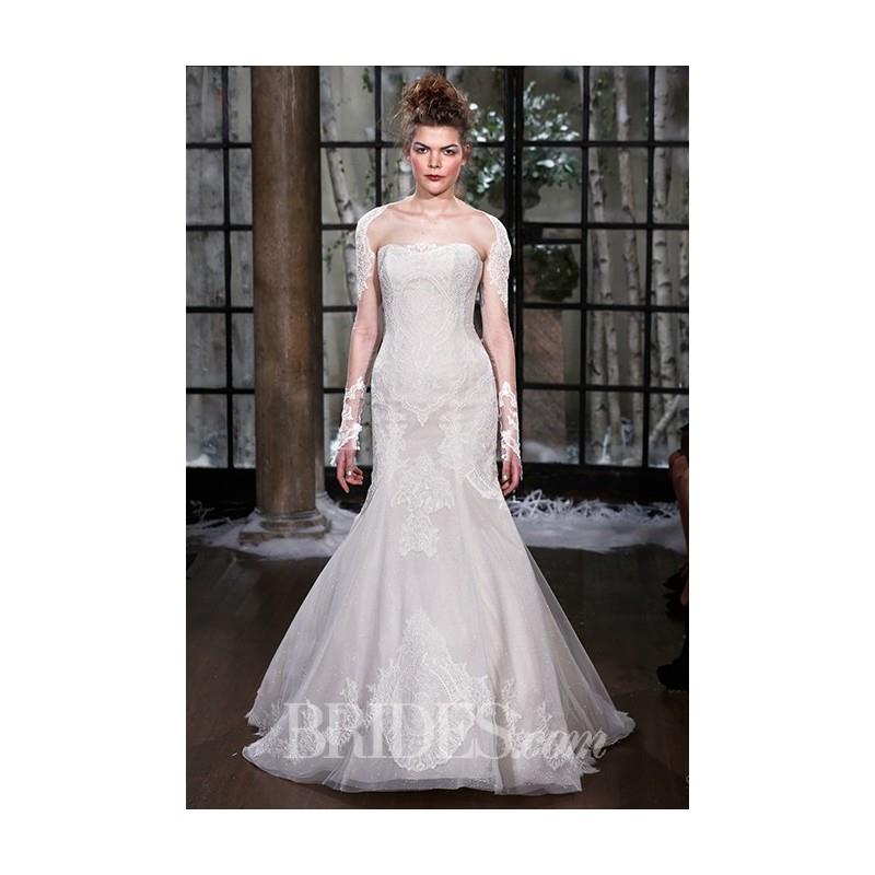 wedding, Ines Di Santo - Fall 2015 - Larissa Strapless Lace Illusion Sleeve Mermaid Wedding Dress -