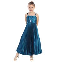 Teal Shiny Satin Pleated Long Dress Style: D4251 - Charming Wedding Party Dresses|Unique Wedding Dre