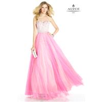 Alyce Prom 6610 Bright Pink/Nude,Turquoise/Nude,Light Pink/White Dress - The Unique Prom Store