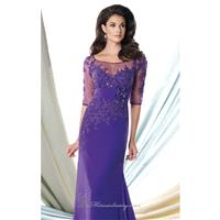 Purple Lace Georgette Chiffon Gown by Mon Cheri Montage - Color Your Classy Wardrobe