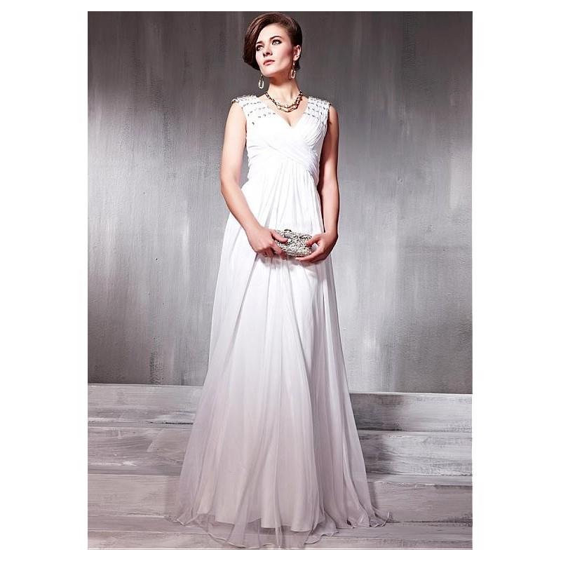 My Stuff, In Stock Elegant Tencel & Malay Satin A-line Low V-neck White Prom Dress - overpinks.com