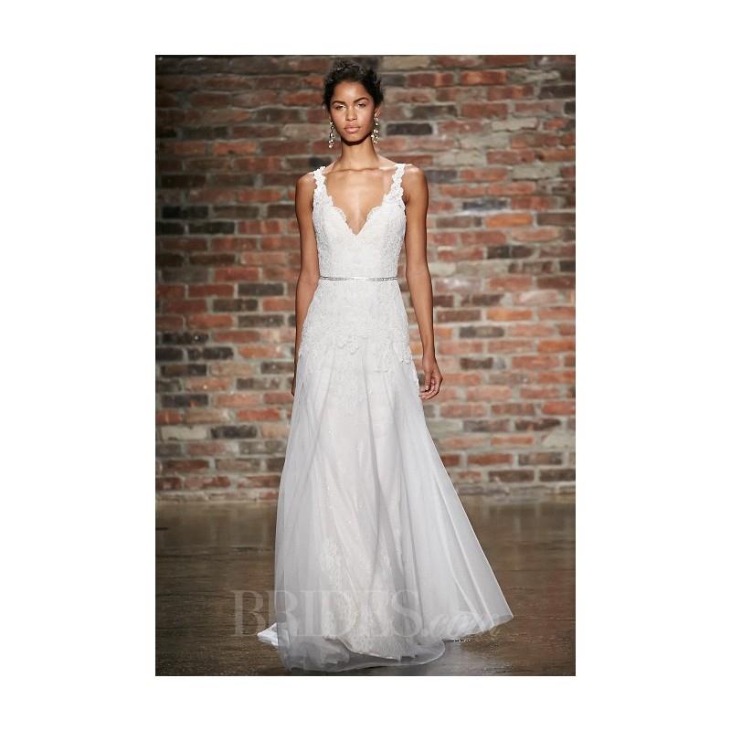 My Stuff, Alvina Valenta - Spring 2014 - Style 9405 V-Neck A-Line Wedding Dress with Lace Appliques