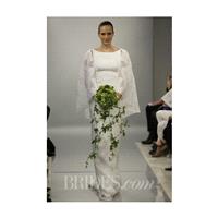 Theia - Spring 2014 - Hannah Marie Jacquard Sheath Wedding Dress with High Neckline and Cape - Stunn