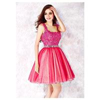 Fantastic Polka Dot Tulle Square Neckline A-line Homecoming Dresses With Beadings & Rhinestons - ove