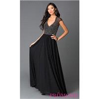 Black Long Beaded Illusion Back Cap Sleeve - Brand Prom Dresses|Beaded Evening Dresses|Unique Dresse