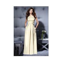 Floor Length A line Bateau Neck Satin Side Zipper Bridesmaid Dress With Flowers - Compelling Wedding