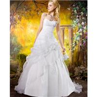 Simple A-line Strapless Beading Lace Sweep/Brush Train Organza Wedding Dresses - Dressesular.com