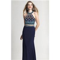 Navy Two-Piece Beaded Gown by Dave and Johnny - Color Your Classy Wardrobe