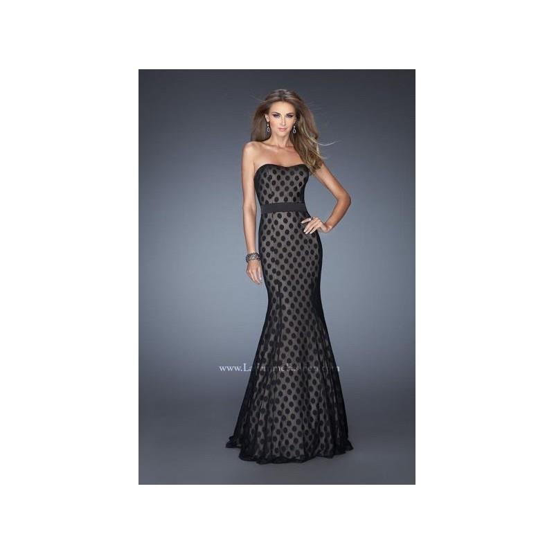 My Stuff, La Femme 20456 Polka Dot Lace Evening Dress - Brand Prom Dresses|Beaded Evening Dresses|Ch