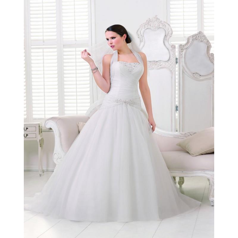 My Stuff, Simple A-line Halter Beading Lace Ruching Sweep/Brush Train Organza Wedding Dresses - Dres