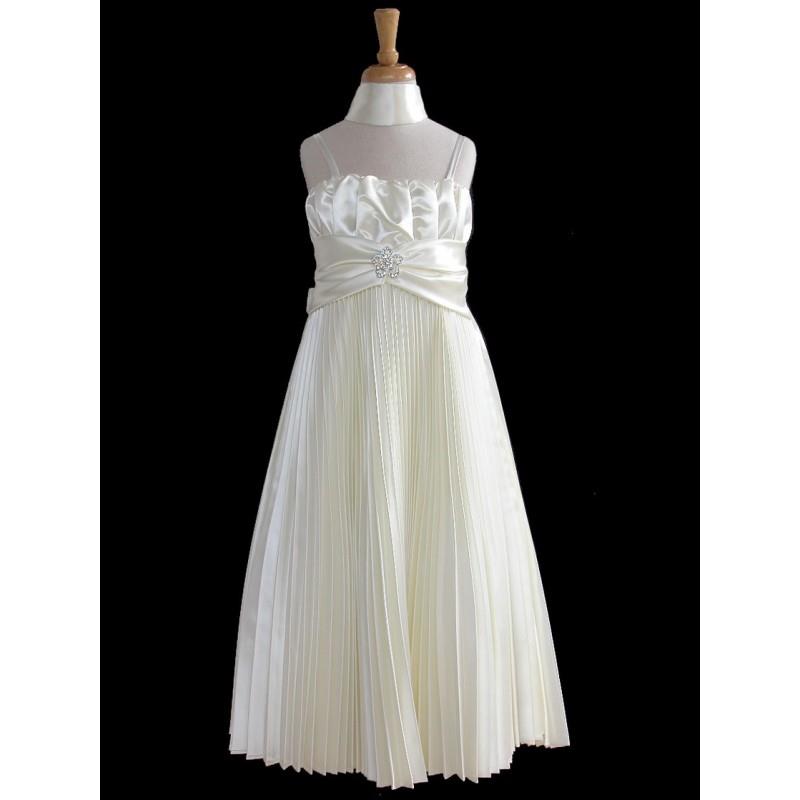 My Stuff, Ivory Pleated Shiny Satin Long Dress Style: D4140 - Charming Wedding Party Dresses|Unique