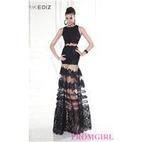 Two Piece Gown with a Sheer Skirt by Tarik Ediz - Discount Evening Dresses |Shop Designers Prom Dres