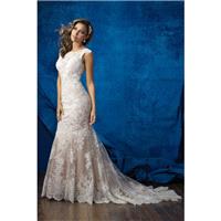 Style 9352 by Allure Bridals - Sheath Chapel Length Sleeveless Floor length LaceSatin Scoop Dress -