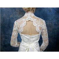 Sale - Ivory long sleeve lace bridal bolero jacket - keyhole back - was 129.99 - Hand-made Beautiful