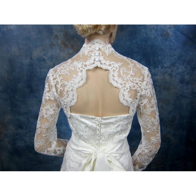 My Stuff, Sale - Ivory long sleeve lace bridal bolero jacket - keyhole back - was 129.99 - Hand-made