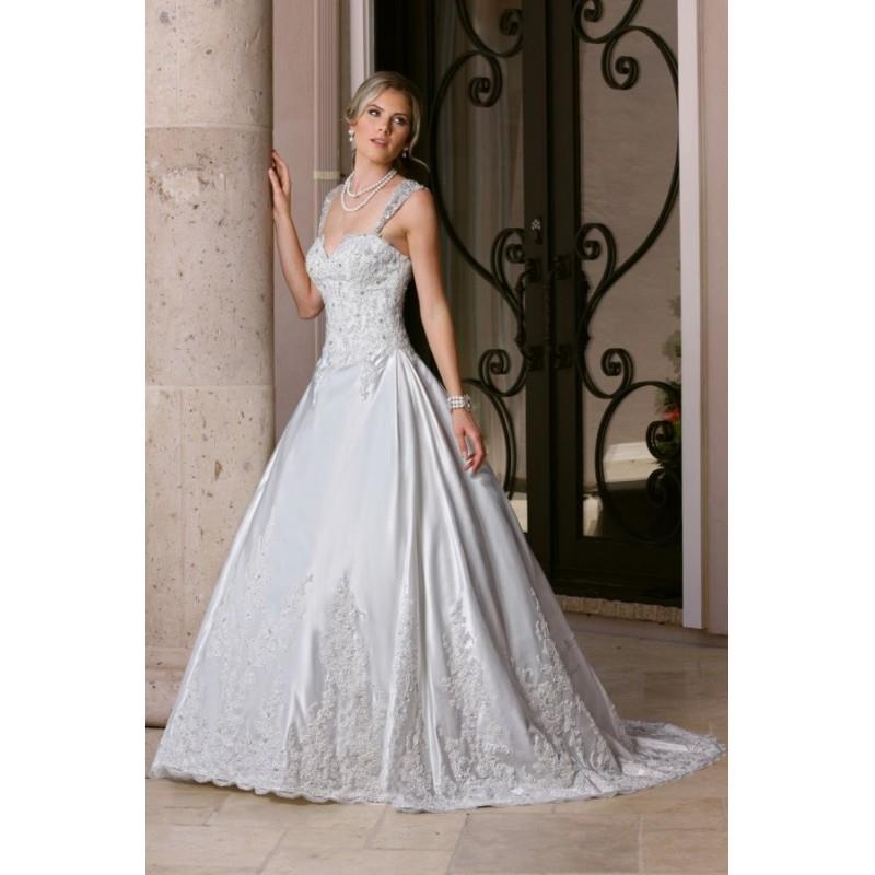 My Stuff, Style 50352 by DaVinci Bridal - Sleeveless Floor length LaceSatin A-line Semi-Cathedral Sw