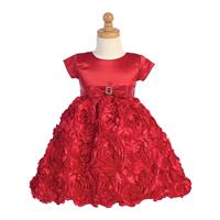 Red Satin Bodice w/ Floral Ribboned Skirt Style: LC936 - Charming Wedding Party Dresses|Unique Weddi