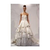 Dennis Basso - 2013 - Lisa Strapless Beaded Satin A-Line Wedding Dress with Layered Skirt - Stunning