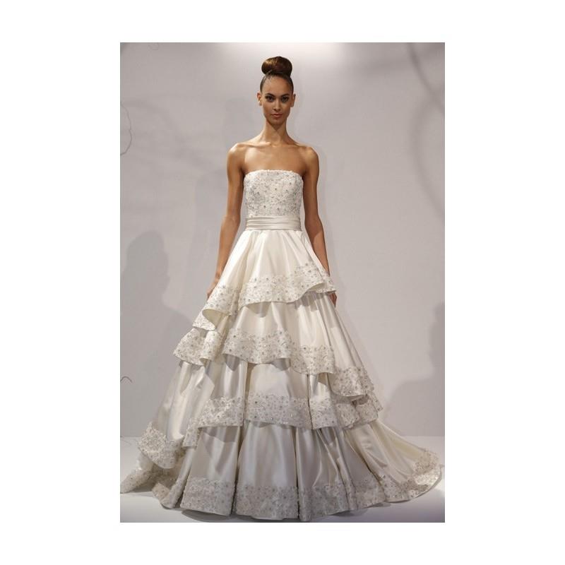 My Stuff, Dennis Basso - 2013 - Lisa Strapless Beaded Satin A-Line Wedding Dress with Layered Skirt