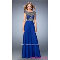 Long Cap Sleeve Bateau Neck Gigi Prom Dress - Discount Evening Dresses |Shop Designers Prom Dresses|