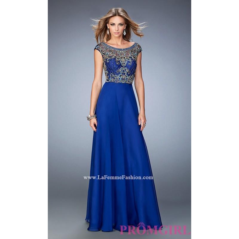 My Stuff, Long Cap Sleeve Bateau Neck Gigi Prom Dress - Discount Evening Dresses |Shop Designers Pro