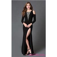 Long Black Cold Shoulder Long Sleeve Prom Dress SSD-3374 by Swing Prom - Discount Evening Dresses |S