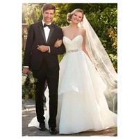 Alluring Organza Satin Sweetheart Neckline A-line Wedding Dresses with Beadings & Rhinestones - over
