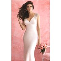 Ivory/Silver Beaded Crepe Charmeuse Gown by Allure Bridals Romance - Color Your Classy Wardrobe
