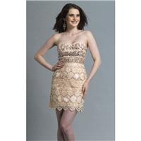 Champagne Scalloped Mini Dress by Dave and Johnny - Color Your Classy Wardrobe