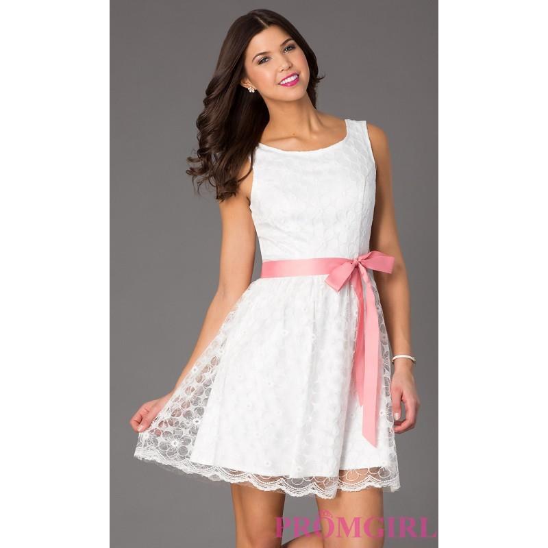 My Stuff, Short Lace Sleeveless Scoop Neck Ivory Dress - Brand Prom Dresses|Beaded Evening Dresses|U