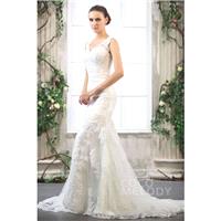 Latest Trumpet-Mermaid V-Neck Court Train Tulle Wedding Dress CWXT1300D - Top Designer Wedding Onlin