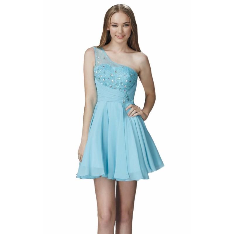 My Stuff, Blue Beaded Asymmetrical Dress by Elizabeth K - Color Your Classy Wardrobe