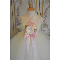 Vintage Champagne blush and Ivory flower girl tutu dress - Hand-made Beautiful Dresses|Unique Design