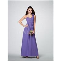 Empire A line Chiffon One Shoulder Floor Length Purple Bridesmaid Dress - Compelling Wedding Dresses