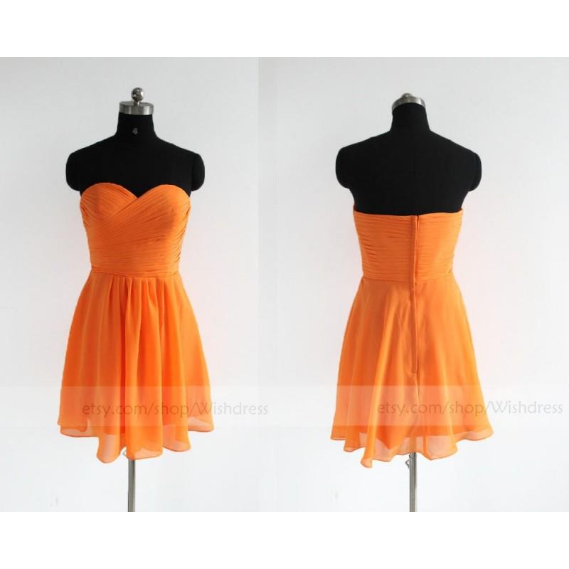 My Stuff, Handmade Sweetheart Orange Chiffon Knee Length Bridesmaid Dress/ Cocktail Dress/ Wedding P