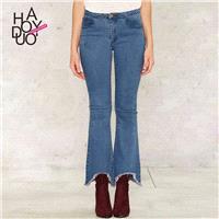 2017 winter irregular feet with Flash Horn women new fashion jeans - Bonny YZOZO Boutique Store