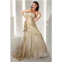 Fantastic A-Line Strapless Court Train Taffeta Wedding Dress CWLT13002 - Top Designer Wedding Online