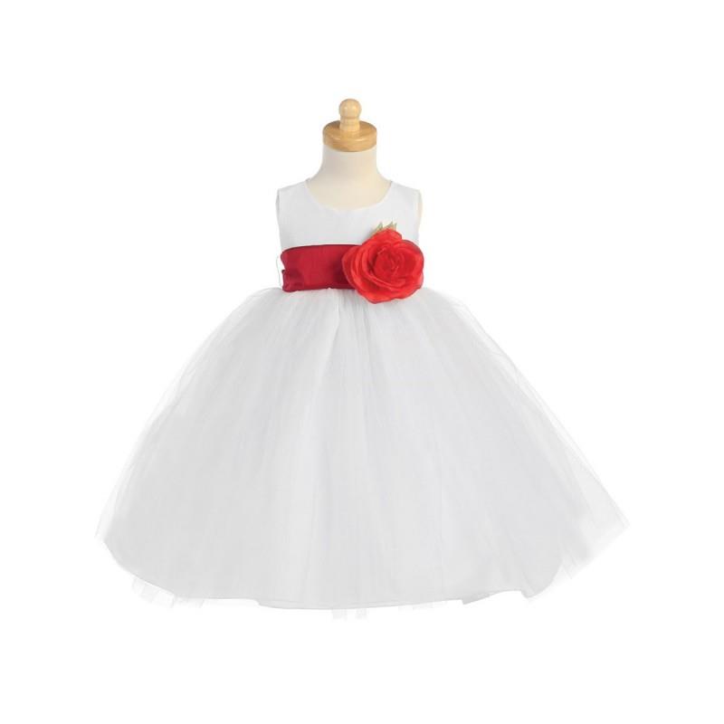 My Stuff, Blossom White Poly Silk Bodice & Tulle Skirt Dress w/ Detachable Flower & Sash Style: BL22