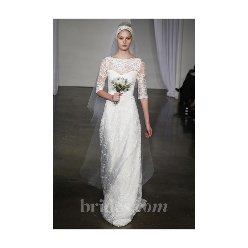 My Stuff, Marchesa - Fall 2013 - Kate Lace Wedding Dress with an Illusion Neckline - Stunning Cheap