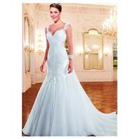 Elegant Tulle V-neck Neckline 2 in 1 Wedding Dresses with Beaded Lace Appliques - overpinks.com