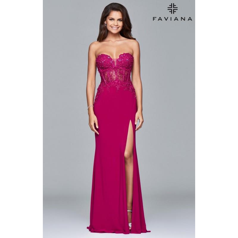 My Stuff, Berry Faviana S7907 - Long High Slit Sheer Dress - Customize Your Prom Dress