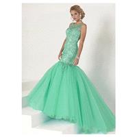 Luxury Tulle & Satin Bateau Neckline Mermaid Formal Dresses With Beads & Rhinestones - overpinks.com