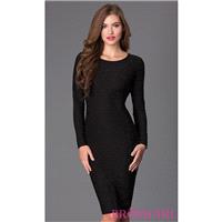 Long Sleeve Knee Length Black Glitter Dress - Brand Prom Dresses|Beaded Evening Dresses|Unique Dress